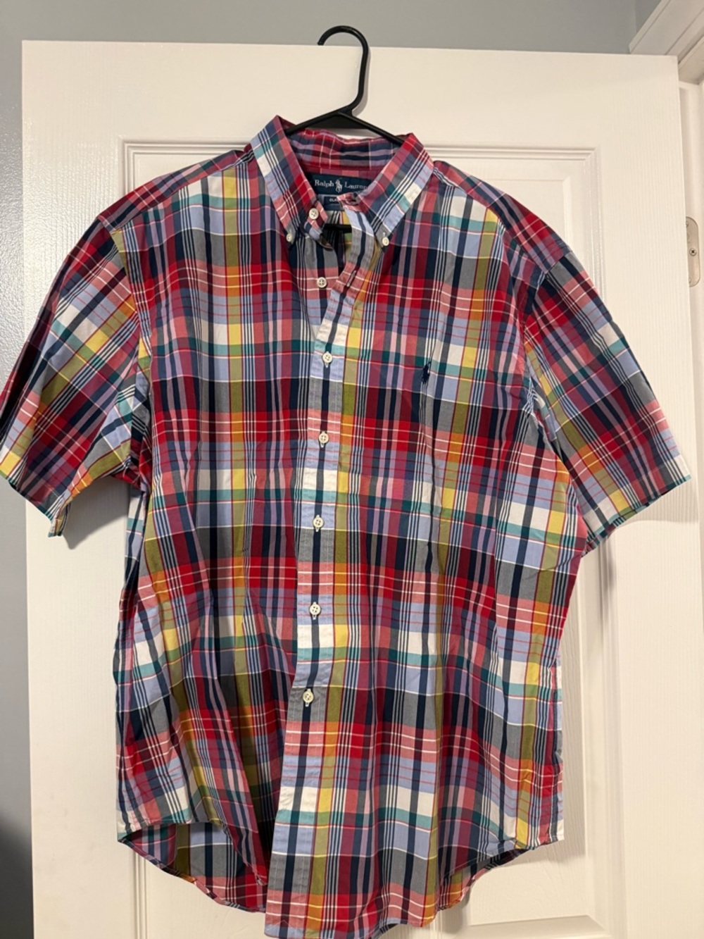 Ralph Lauren Red Multi Plaid Short-Sleeve Button-Down Shirt